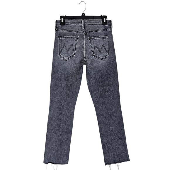 MOTHER The Rascal Ankle Fray High Rise Straight Leg Flare Gray Jeans 26 Preowned - Picture 2 of 11